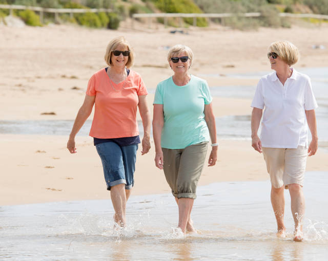 Group Old Woman Holiday Beach Summer